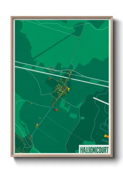 Une affiche de carte sur Hallignicourt