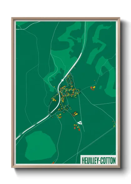 Une affiche de carte sur Heuilley-Cotton