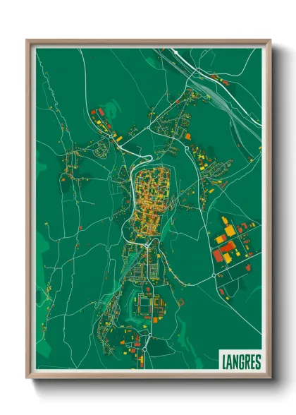 Une affiche de carte sur Langres