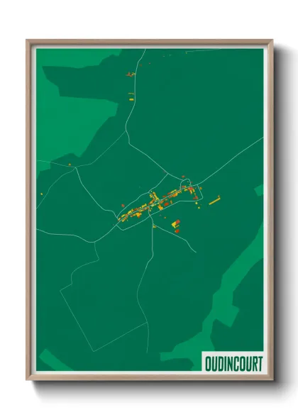 Une affiche de carte sur Oudincourt
