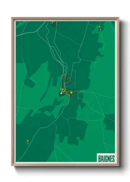 Une affiche de carte sur Baignes