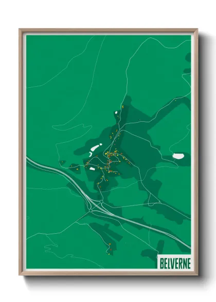 Une affiche de carte sur Belverne