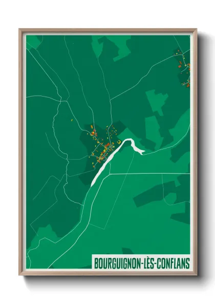 Une affiche de carte sur Bourguignon-lès-Conflans