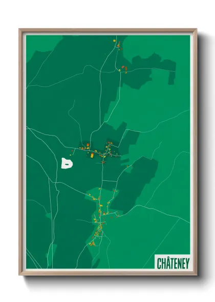 Une affiche de carte sur Châteney
