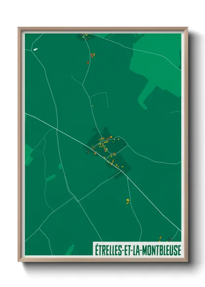 Une affiche de carte sur Étrelles-et-la-Montbleuse