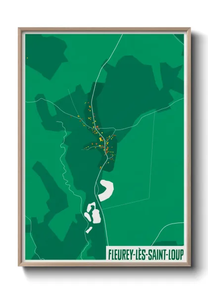 Une affiche de carte sur Fleurey-lès-Saint-Loup