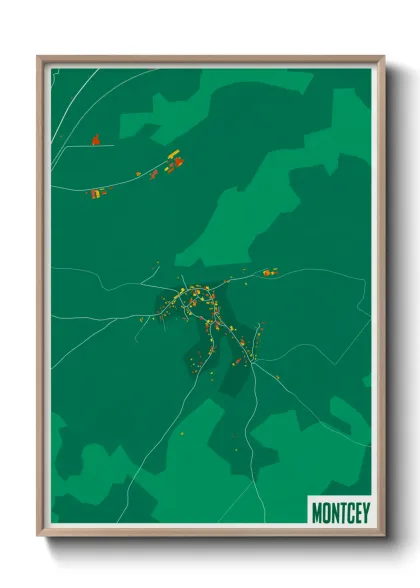 Une affiche de carte sur Montcey