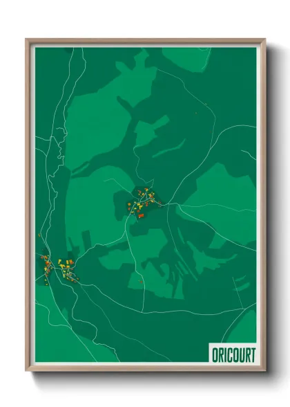 Une affiche de carte sur Oricourt