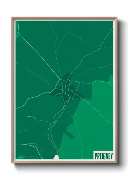 Une affiche de carte sur Preigney