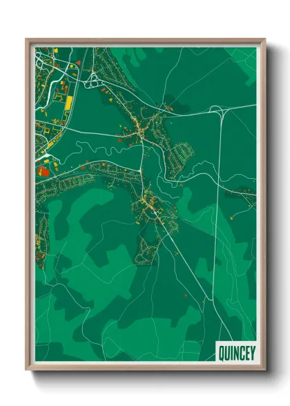 Une affiche de carte sur Quincey