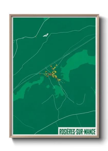 Une affiche de carte sur Rosières-sur-Mance