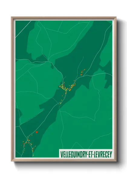 Une affiche de carte sur Velleguindry-et-Levrecey