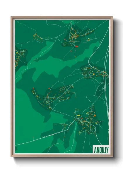 Une affiche de carte sur Andilly