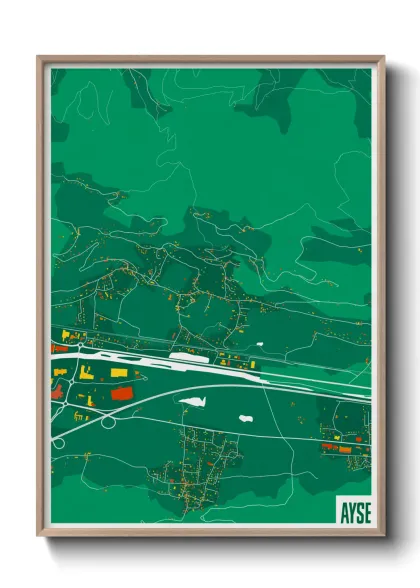 Une affiche de carte sur Ayse