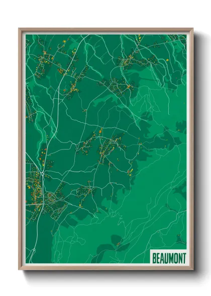 Une affiche de carte sur Beaumont