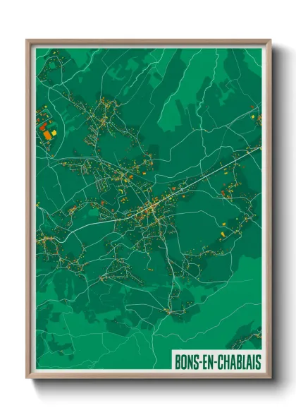 Une affiche de carte sur Bons-en-Chablais