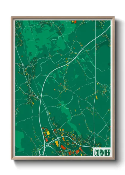Une affiche de carte sur Cornier