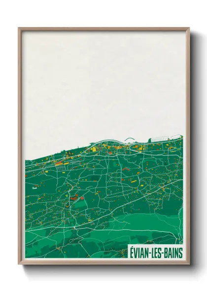Une affiche de carte sur Évian-les-Bains