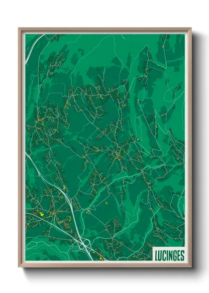 Une affiche de carte sur Lucinges