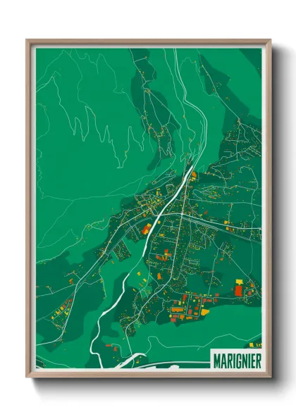 Une affiche de carte sur Marignier