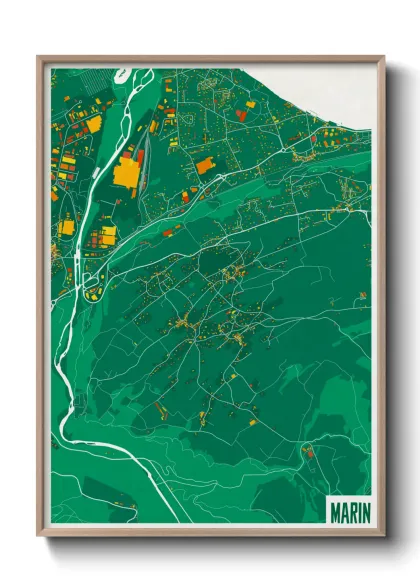 Une affiche de carte sur Marin