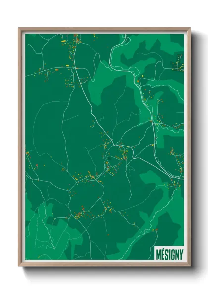 Une affiche de carte sur Mésigny