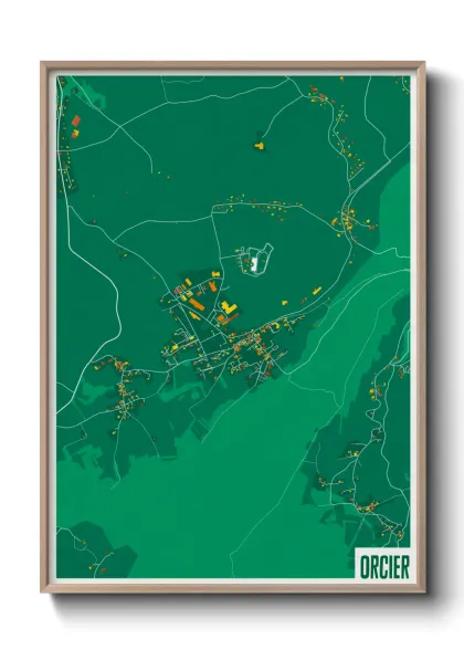 Une affiche de carte sur Orcier