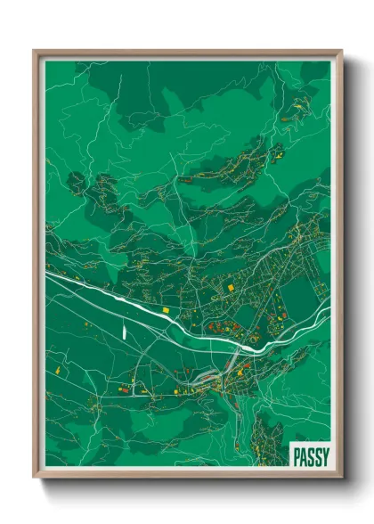 Une affiche de carte sur Passy