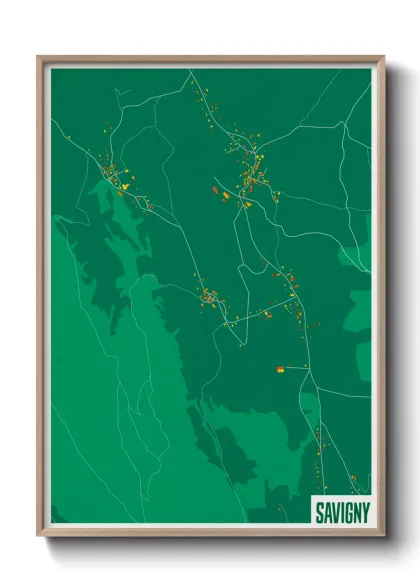 Une affiche de carte sur Savigny