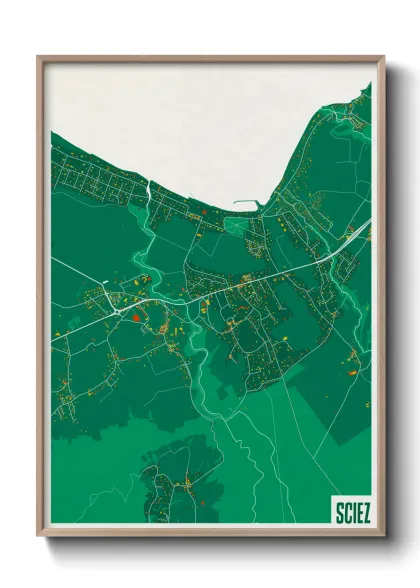 Une affiche de carte sur Sciez