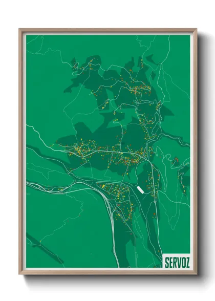 Une affiche de carte sur Servoz
