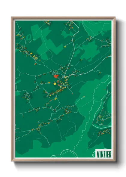 Une affiche de carte sur Vinzier