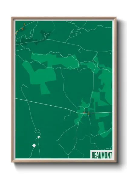 Une affiche de carte sur Beaumont