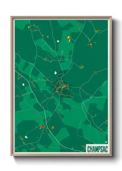 Une affiche de carte sur Champsac