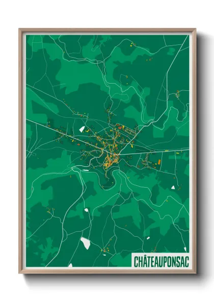 Une affiche de carte sur Châteauponsac