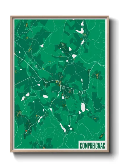 Une affiche de carte sur Compreignac