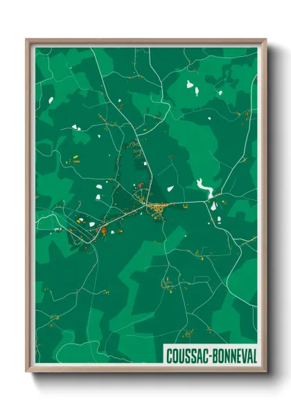Une affiche de carte sur Coussac-Bonneval