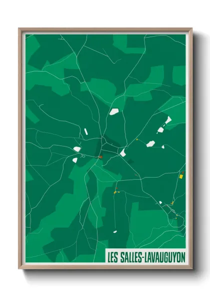 Une affiche de carte sur Les Salles-Lavauguyon