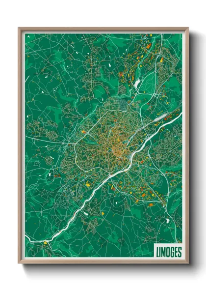 Une affiche de carte sur Limoges