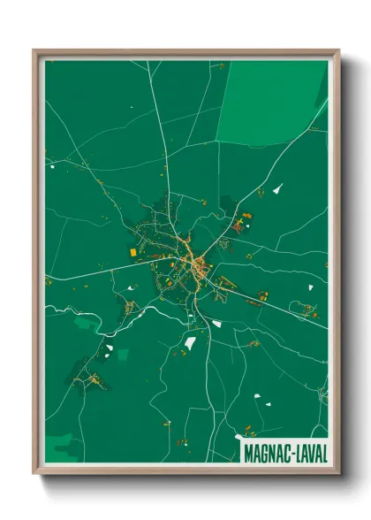 Une affiche de carte sur Magnac-Laval