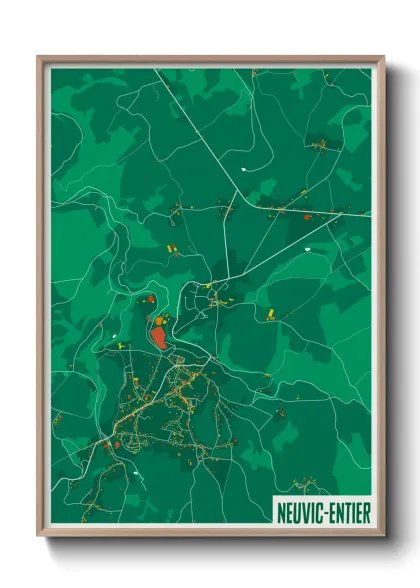 Une affiche de carte sur Neuvic-Entier