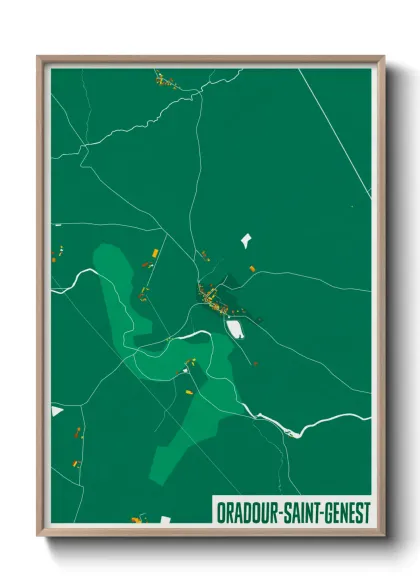 Une affiche de carte sur Oradour-Saint-Genest