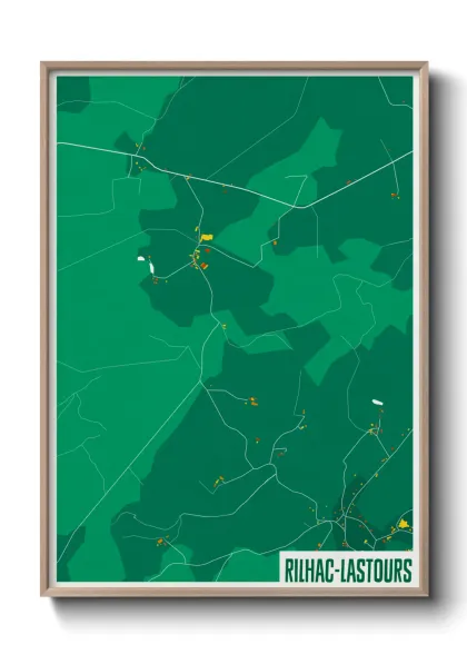 Une affiche de carte sur Rilhac-Lastours
