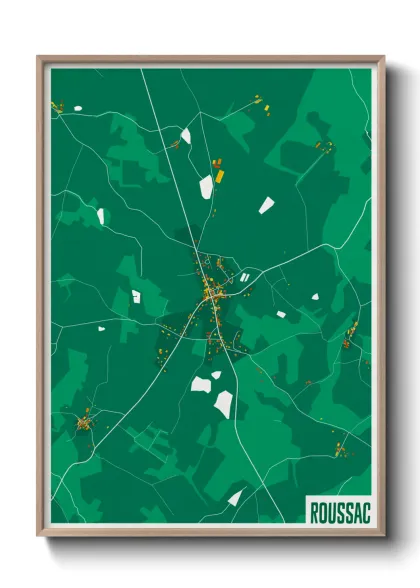 Une affiche de carte sur Roussac
