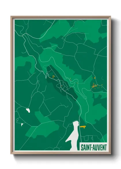 Une affiche de carte sur Saint-Auvent