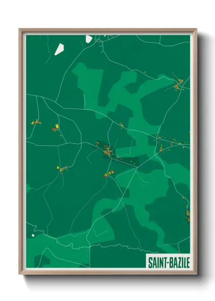 Une affiche de carte sur Saint-Bazile