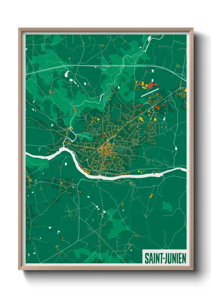 Une affiche de carte sur Saint-Junien