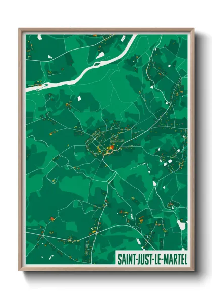 Une affiche de carte sur Saint-Just-le-Martel