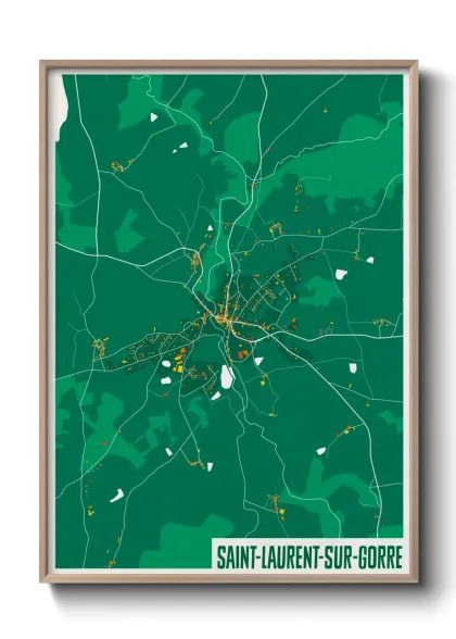 Une affiche de carte sur Saint-Laurent-sur-Gorre