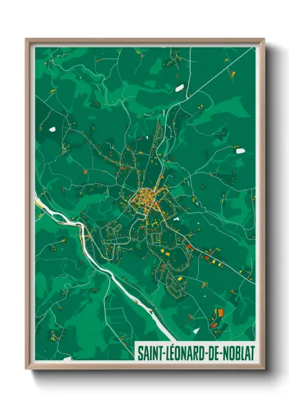 Une affiche de carte sur Saint-Léonard-de-Noblat